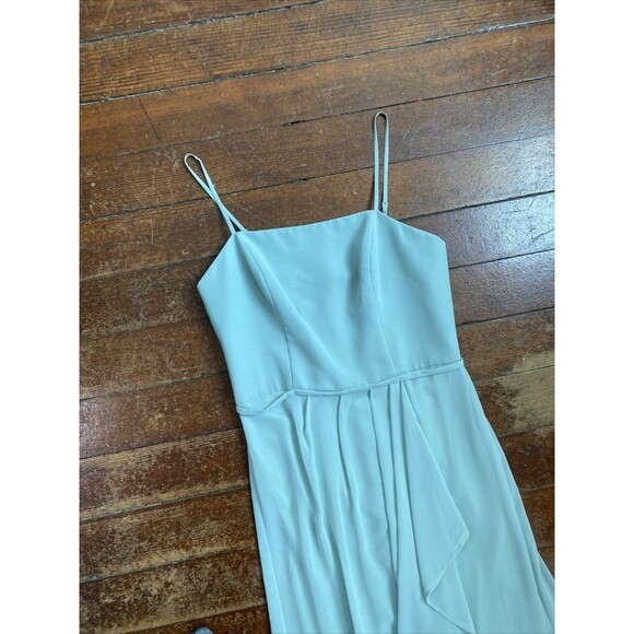 New David’s Bridal Dusty Sage Green Bridesmaids Dress Spaghetti Strap Cascade 2 - Picture 5 of 8